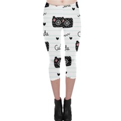 Cute Cameras Doodles Hand Drawn Capri Leggings  by Sapixe