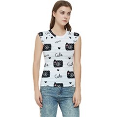 Cute Cameras Doodles Hand Drawn Women s Raglan Cap Sleeve Tee