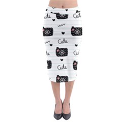 Cute Cameras Doodles Hand Drawn Midi Pencil Skirt by Sapixe