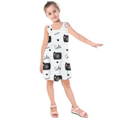 Cute Cameras Doodles Hand Drawn Kids  Sleeveless Dress by Sapixe