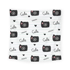 Cute Cameras Doodles Hand Drawn Square Tapestry (small)