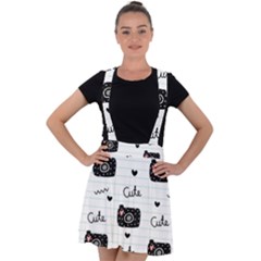 Cute Cameras Doodles Hand Drawn Velvet Suspender Skater Skirt by Sapixe