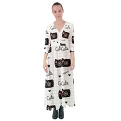 Cute Cameras Doodles Hand Drawn Button Up Maxi Dress by Sapixe