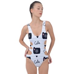 Cute Cameras Doodles Hand Drawn Side Cut Out Swimsuit