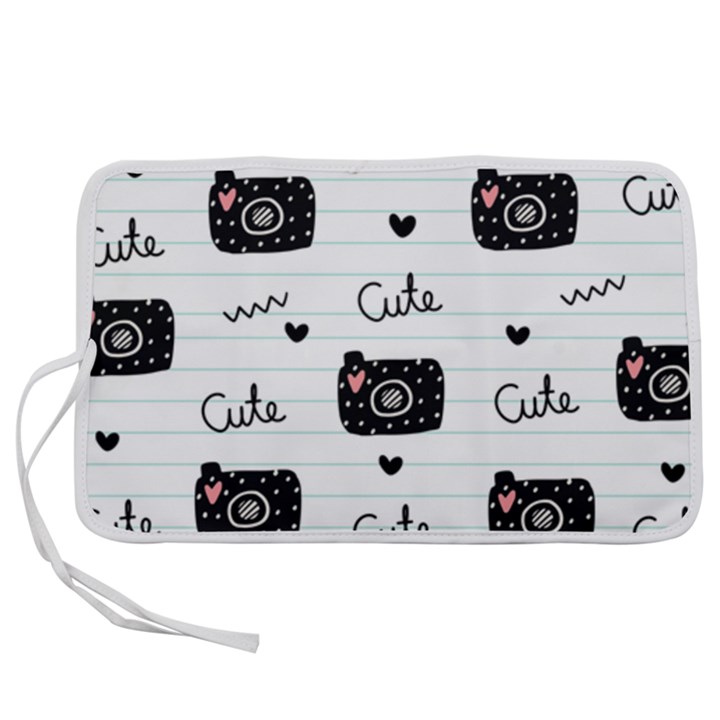 Cute Cameras Doodles Hand Drawn Pen Storage Case (L)