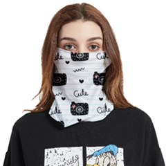 Cute Cameras Doodles Hand Drawn Face Covering Bandana (two Sides) by Sapixe