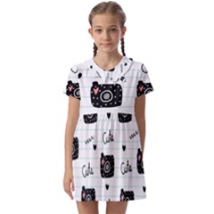 Cute Cameras Doodles Hand Drawn Kids  Asymmetric Collar Dress