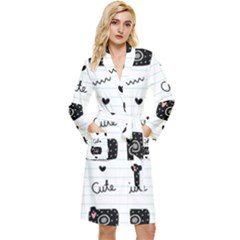 Cute Cameras Doodles Hand Drawn Long Sleeve Velour Robe by Sapixe