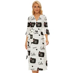 Cute Cameras Doodles Hand Drawn Midsummer Wrap Dress