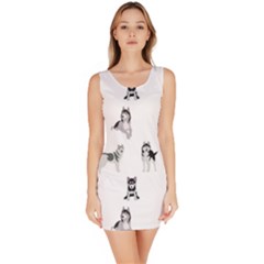 Husky Dogs Bodycon Dress by SychEva