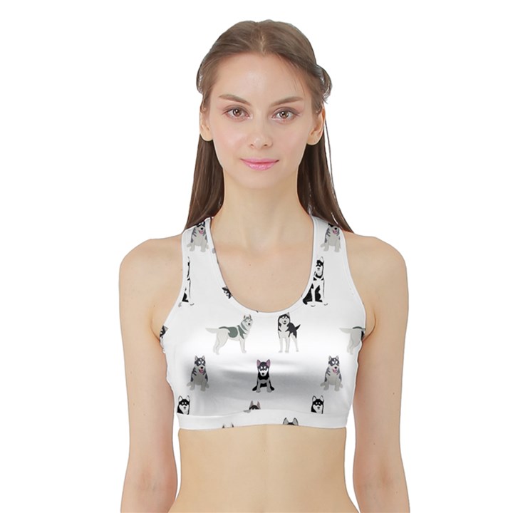 Husky Dogs Sports Bra with Border