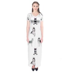 Husky Dogs Short Sleeve Maxi Dress by SychEva