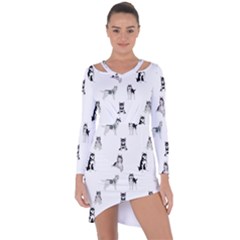 Husky Dogs Asymmetric Cut-out Shift Dress by SychEva