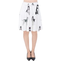 Husky Dogs Velvet High Waist Skirt by SychEva