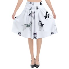 Husky Dogs Flared Midi Skirt by SychEva