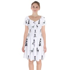 Husky Dogs Short Sleeve Bardot Dress by SychEva