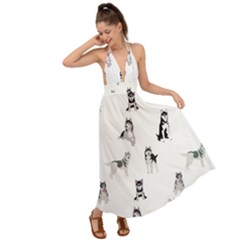 Husky Dogs Backless Maxi Beach Dress by SychEva