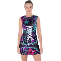 Reptilian Scream Lace Up Front Bodycon Dress by MRNStudios