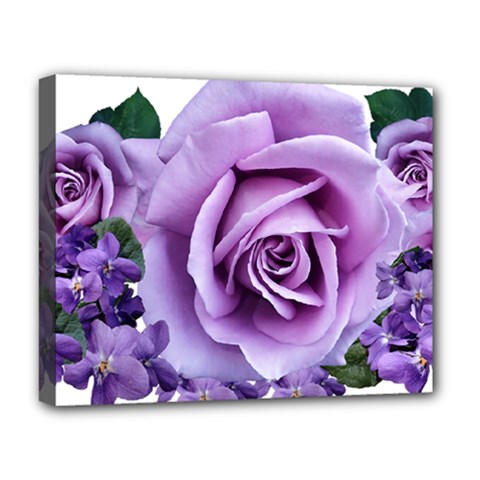 Roses-violets-flowers-arrangement Deluxe Canvas 20  X 16  (stretched)