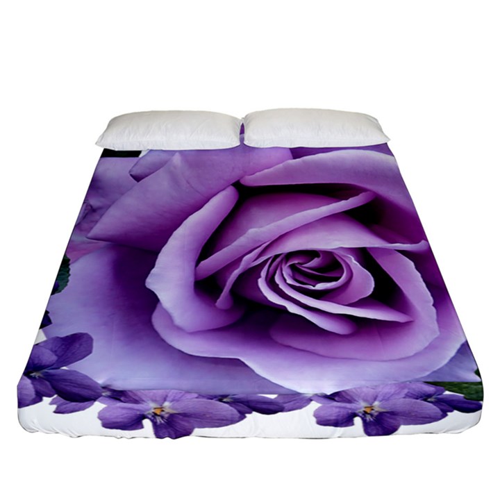 Roses-violets-flowers-arrangement Fitted Sheet (California King Size)