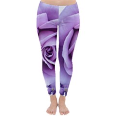 Roses-violets-flowers-arrangement Classic Winter Leggings by Pakrebo