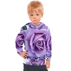 Roses-violets-flowers-arrangement Kids  Hooded Pullover by Pakrebo