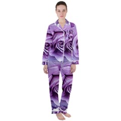 Roses-violets-flowers-arrangement Satin Long Sleeve Pajamas Set