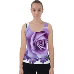 Roses-violets-flowers-arrangement Velvet Tank Top by Pakrebo