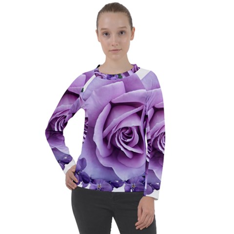 Roses-violets-flowers-arrangement Women s Long Sleeve Raglan Tee by Pakrebo