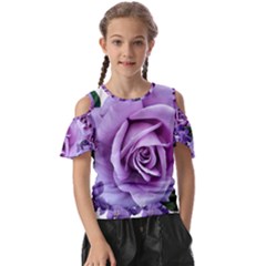 Roses-violets-flowers-arrangement Kids  Butterfly Cutout Tee