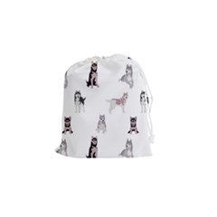 Husky Dogs With Sparkles Drawstring Pouch (small) by SychEva