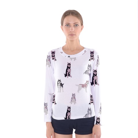 Husky Dogs With Sparkles Women s Long Sleeve Tee by SychEva