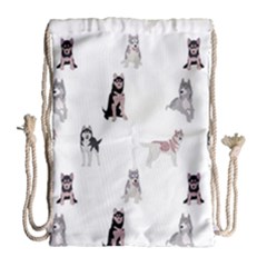 Husky Dogs With Sparkles Drawstring Bag (large) by SychEva