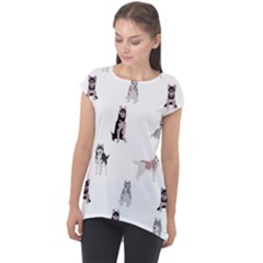 Husky Dogs With Sparkles Cap Sleeve High Low Top by SychEva