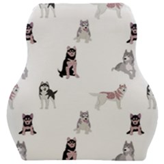 Husky Dogs With Sparkles Car Seat Velour Cushion  by SychEva