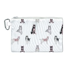 Husky Dogs With Sparkles Canvas Cosmetic Bag (large) by SychEva