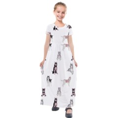 Husky Dogs With Sparkles Kids  Short Sleeve Maxi Dress by SychEva