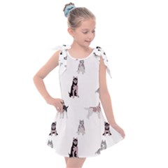 Husky Dogs With Sparkles Kids  Tie Up Tunic Dress