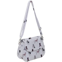 Husky Dogs With Sparkles Saddle Handbag by SychEva