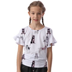 Husky Dogs With Sparkles Kids  Cut Out Flutter Sleeves