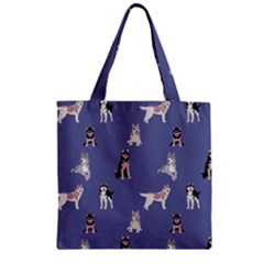 Husky Dogs With Sparkles Zipper Grocery Tote Bag by SychEva