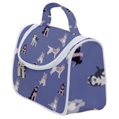 Husky Dogs With Sparkles Satchel Handbag by SychEva