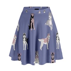 Husky Dogs With Sparkles High Waist Skirt by SychEva