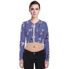 Husky Dogs With Sparkles Long Sleeve Zip Up Bomber Jacket by SychEva