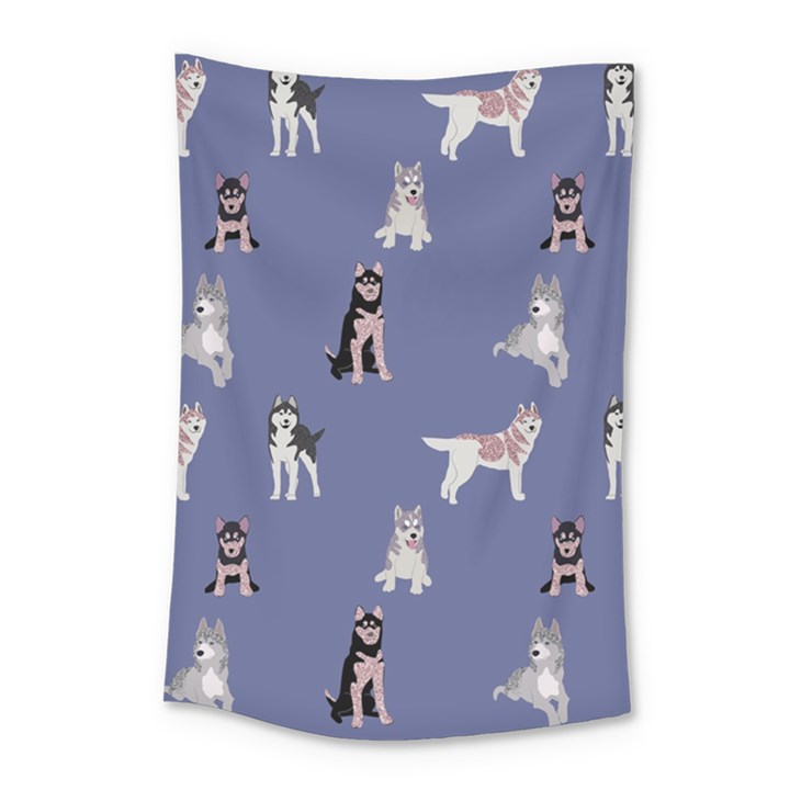 Husky Dogs With Sparkles Small Tapestry