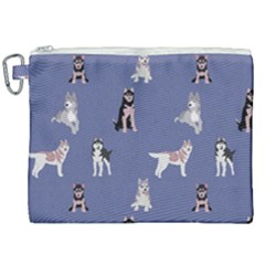 Husky Dogs With Sparkles Canvas Cosmetic Bag (xxl) by SychEva