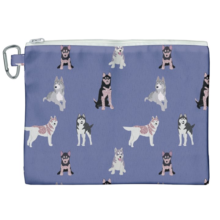 Husky Dogs With Sparkles Canvas Cosmetic Bag (XXL)