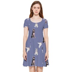 Husky Dogs With Sparkles Inside Out Cap Sleeve Dress by SychEva