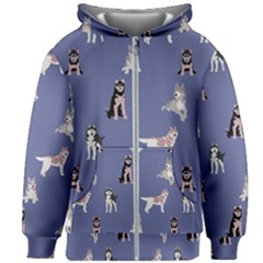 Husky Dogs With Sparkles Kids  Zipper Hoodie Without Drawstring by SychEva