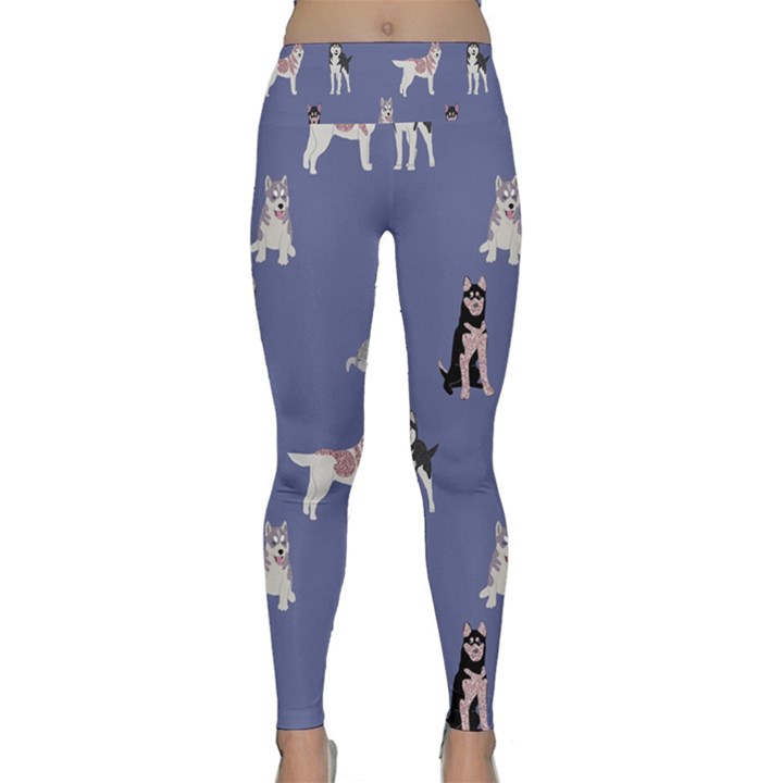 Husky Dogs With Sparkles Lightweight Velour Classic Yoga Leggings